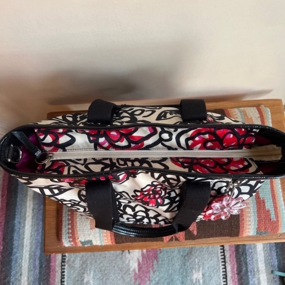 Coach Y2K Poppy Daisy Floral Graffiti Print Black Pink White Tote Bag Vintage - Picture 6 of 12